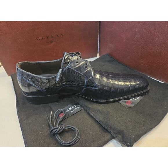 Mezlan Anderson Crocodile Derby Shoes Dark Gray Size 10m (13584-F) main image 8